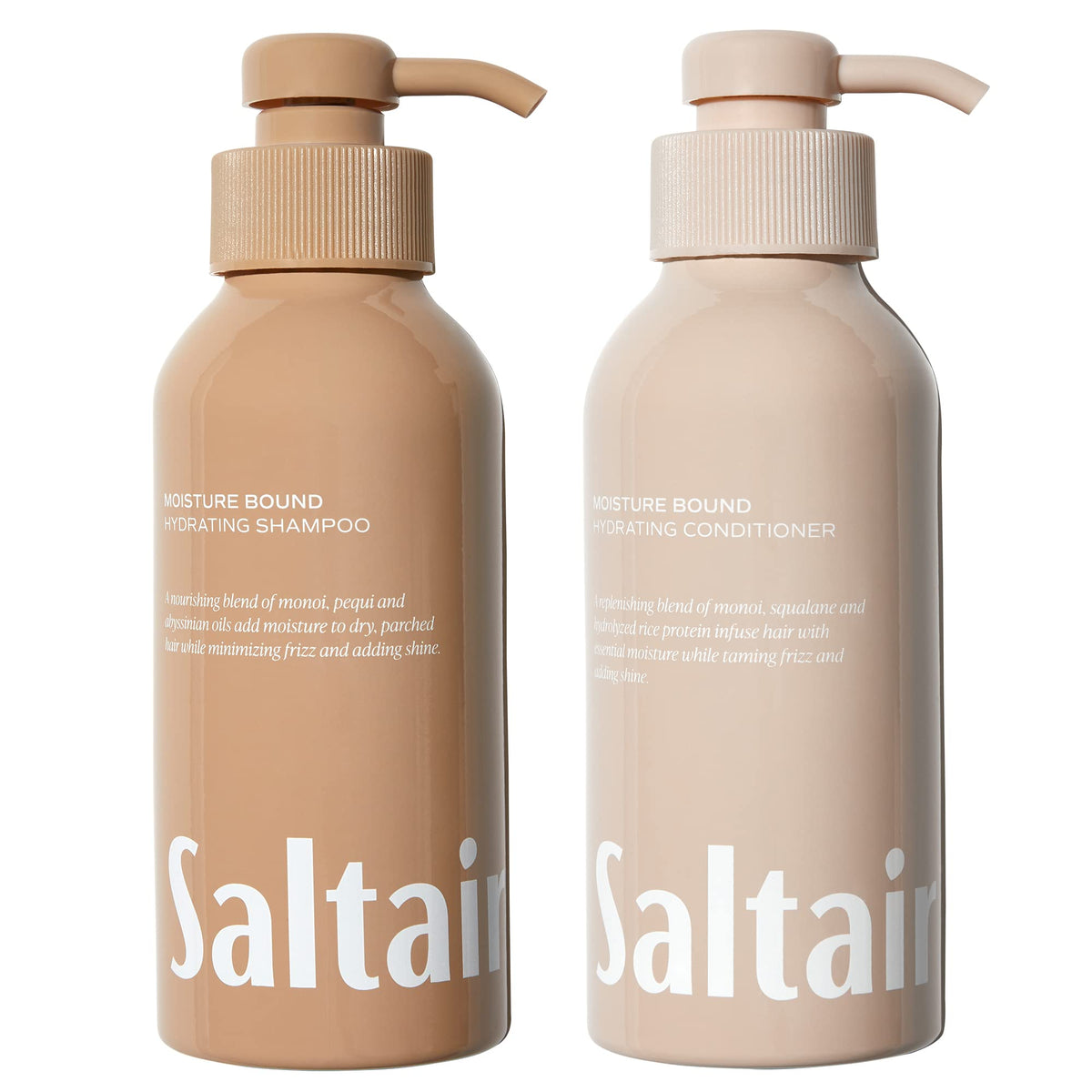 Saltair Moisture Bound shampoo bottle highlighting a hydrating formula for daily hair care