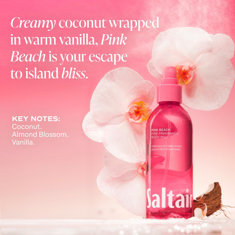 Saltair Pink Beach ingredients highlight cruelty-free, vegan formula.