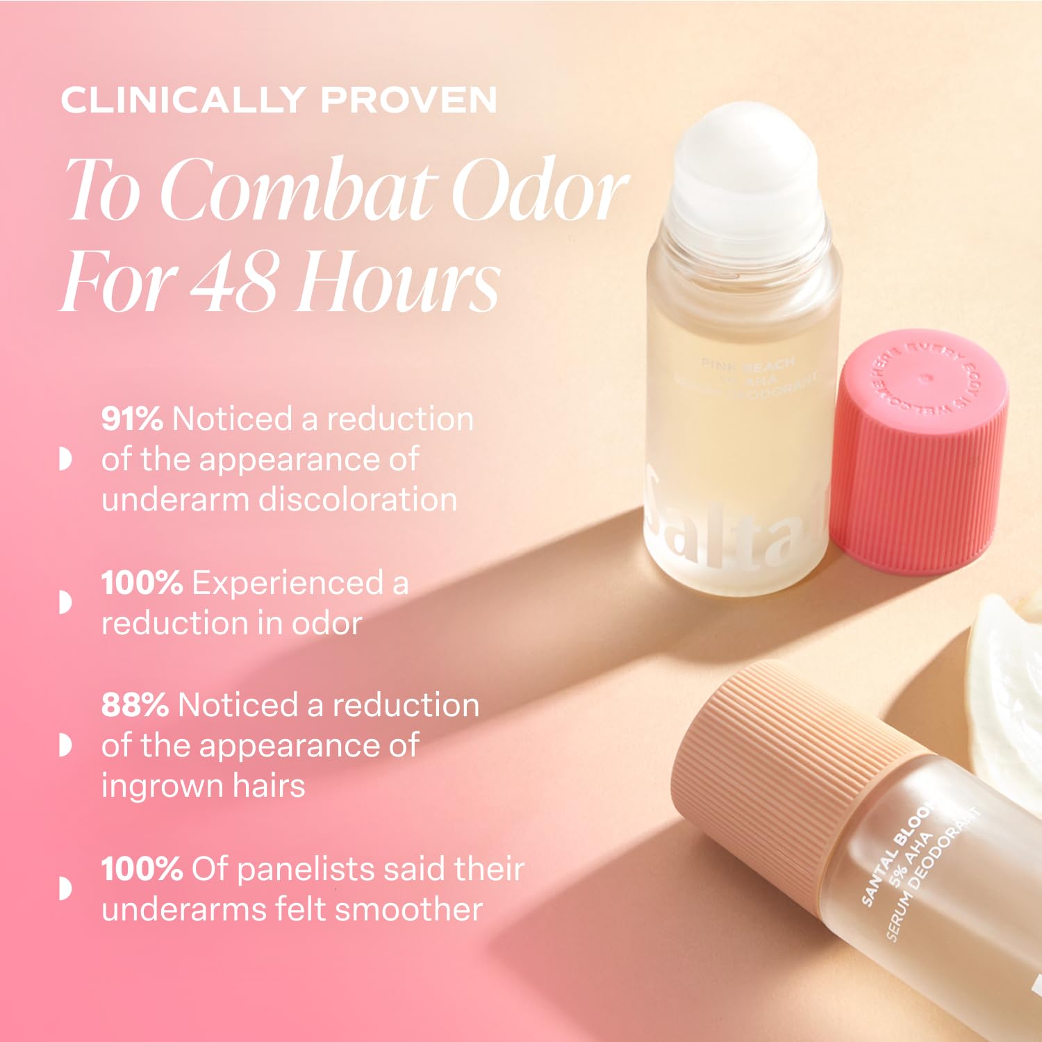 Saltair Serum Deodorant roll-on applicator demonstrates smooth, non-sticky application.