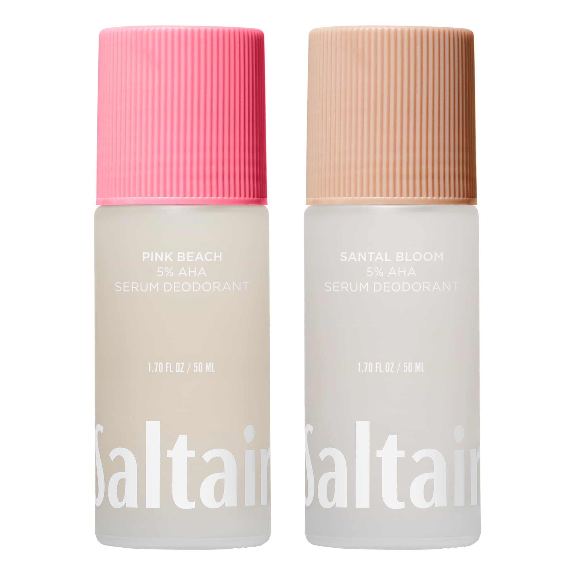 Saltair Serum Deodorant Pink Beach bottle showcases signature scent and long-lasting odor protection.