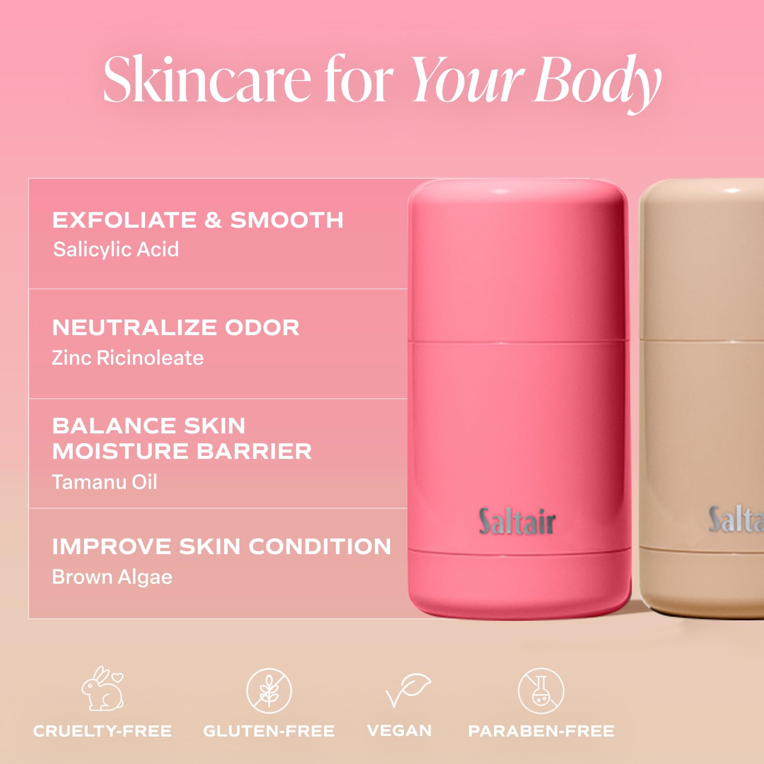 Saltair Skincare Deodorant glide showcases smooth, residue-free application.