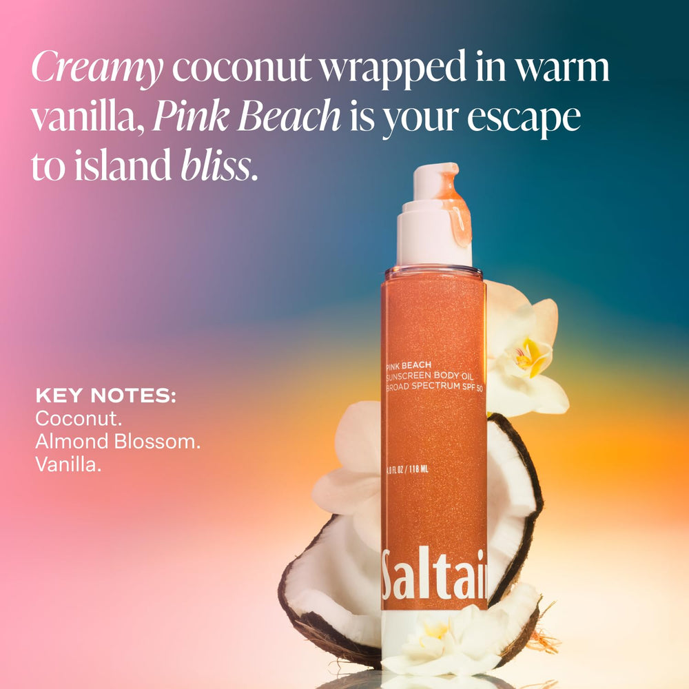 Saltair SPF Body Oil 4oz pump bottle packaging ready for travel.