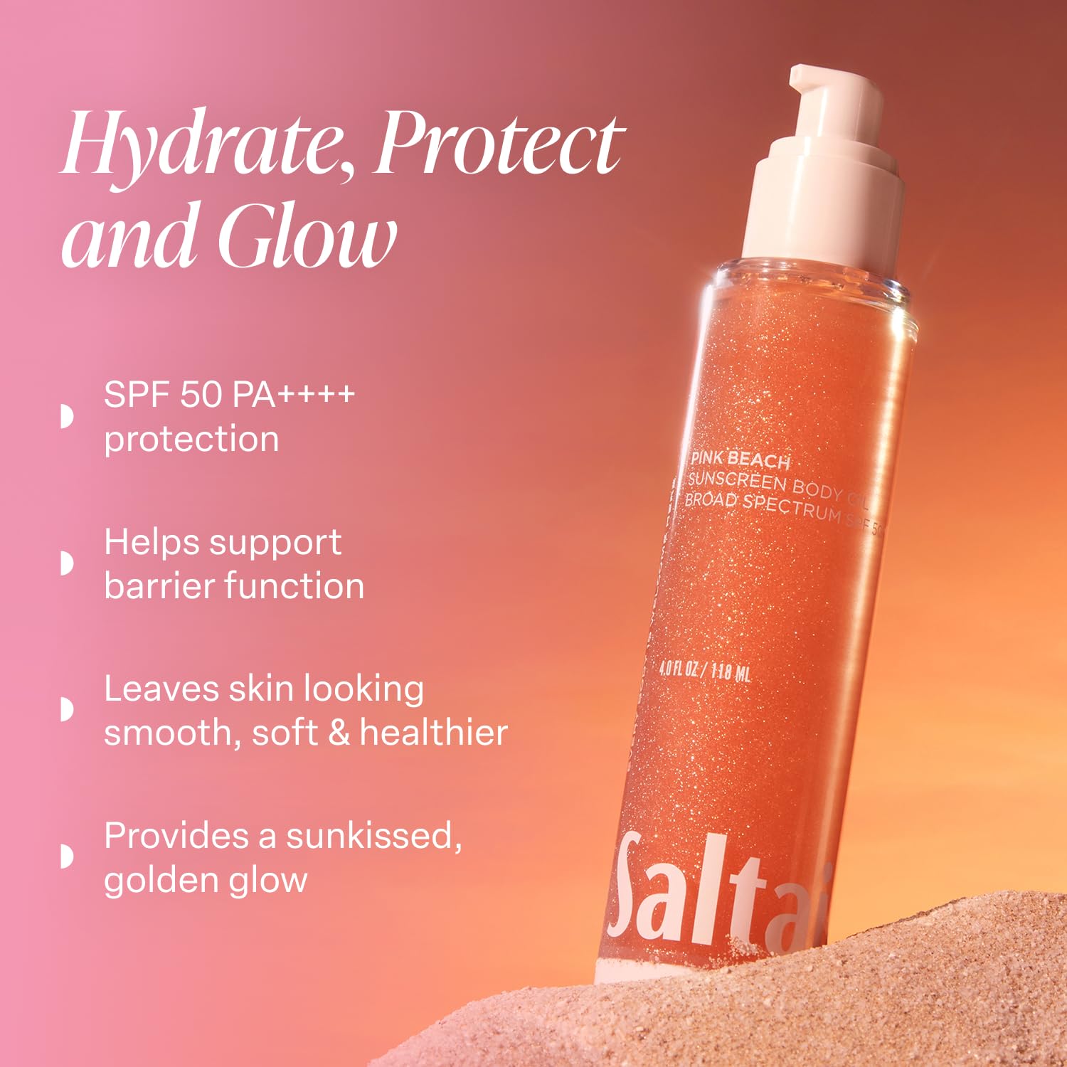 Saltair SPF Body Oil on arm shows quick-absorbing, lightweight SPF protection.