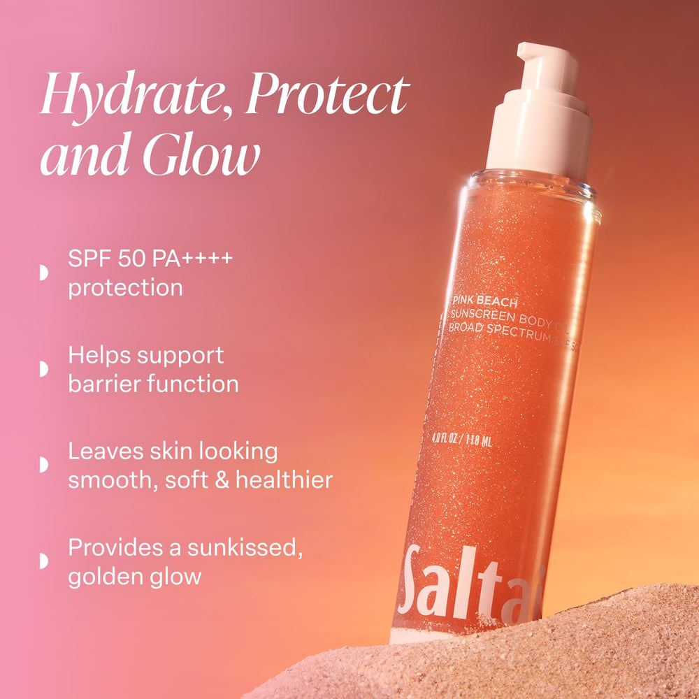 Saltair SPF Body Oil on arm shows quick-absorbing, lightweight SPF protection.