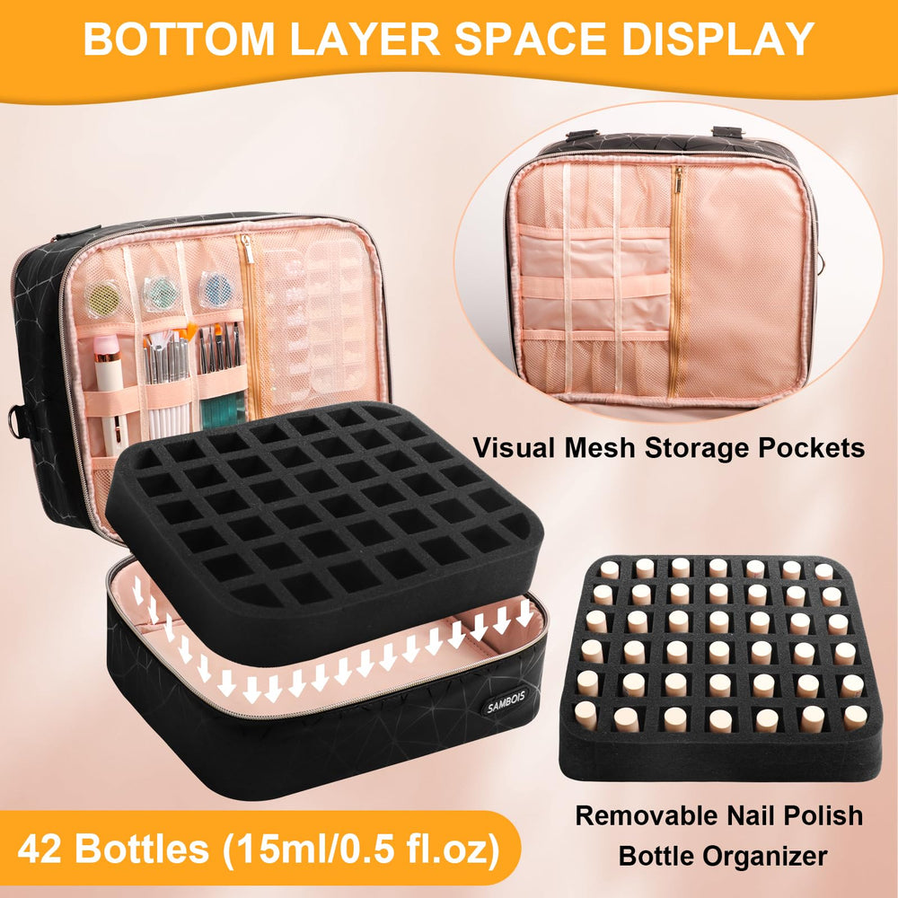 Sambois bottom-space mesh pocket securely stores bottles during travel.