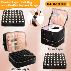 Sambois nail polish organizer upper space pockets provide quick access to tools.