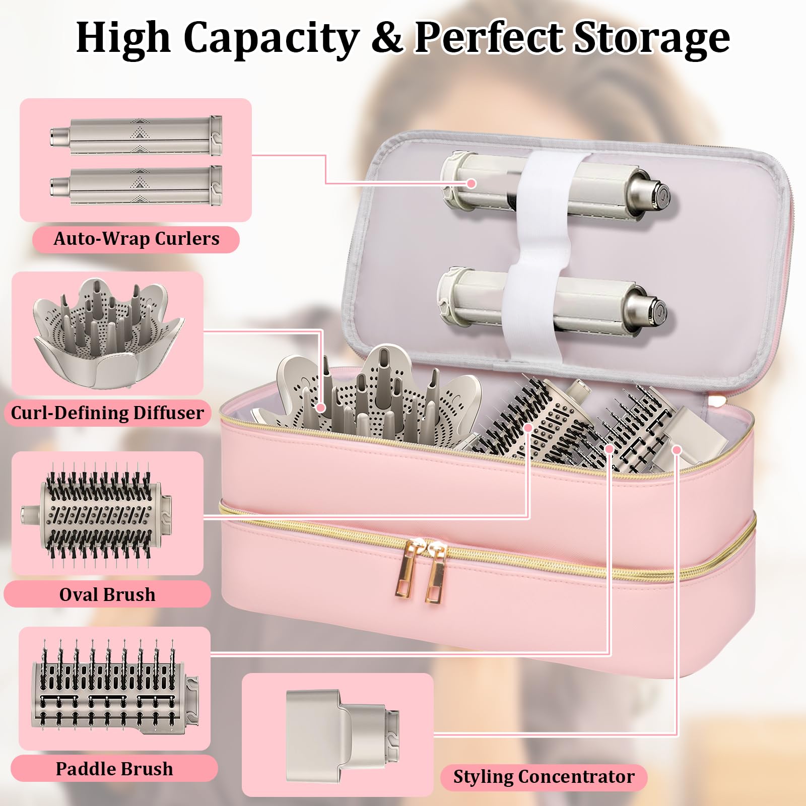 Sambois shark-flexstyle-case-pink-open-view shows soft inner lining protecting accessories.