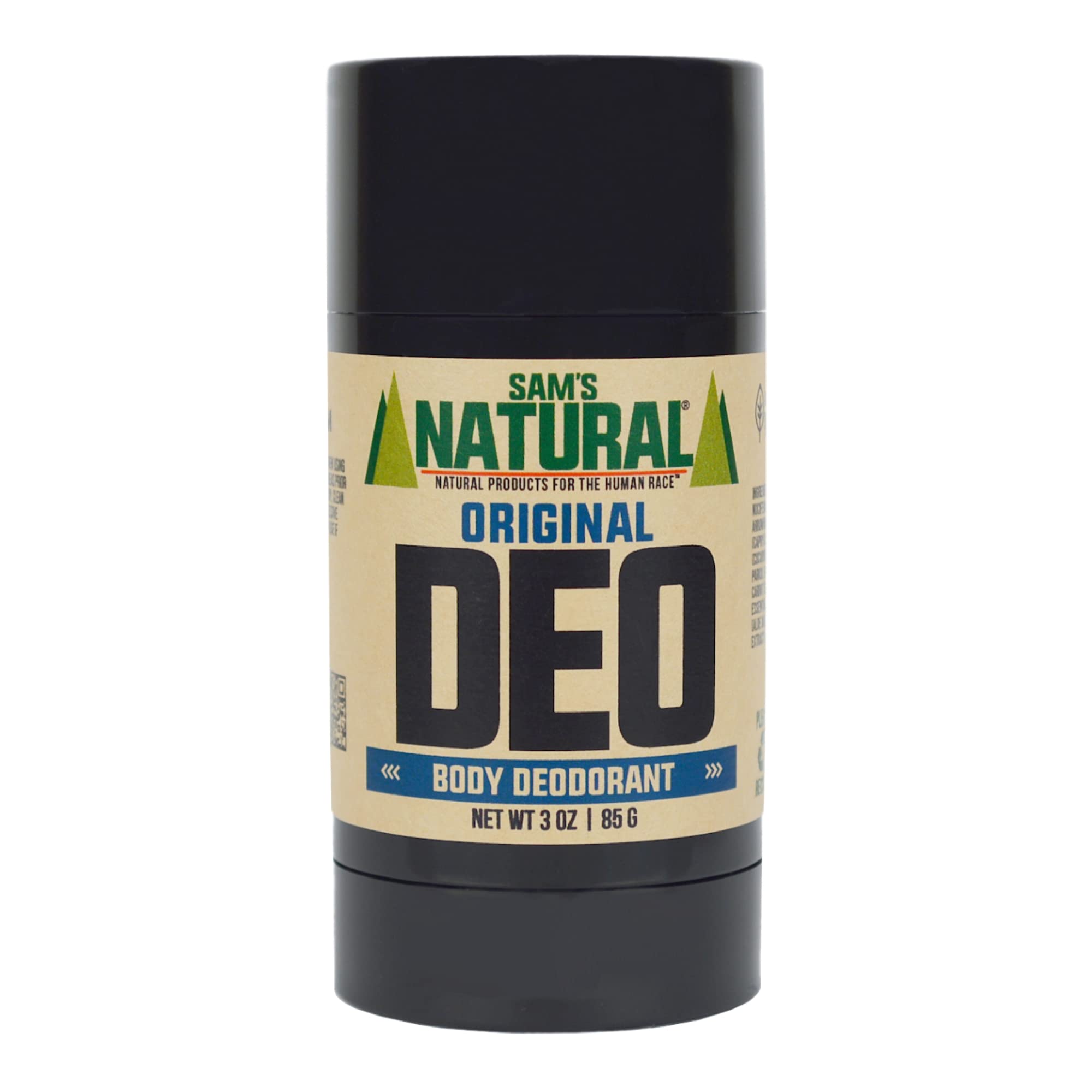 Sam’s Natural Deodorant Original tube front showing aluminum-free daily protection.
