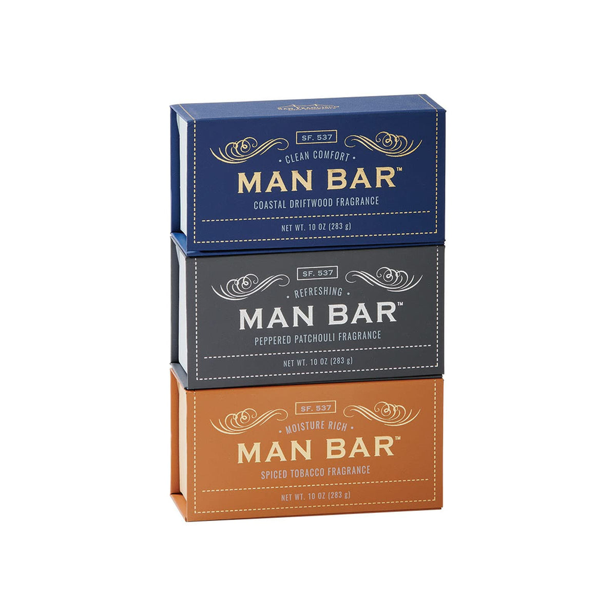 San Francisco Soap Company Man Bar Coastal Driftwood packaging, gift-ready presentation