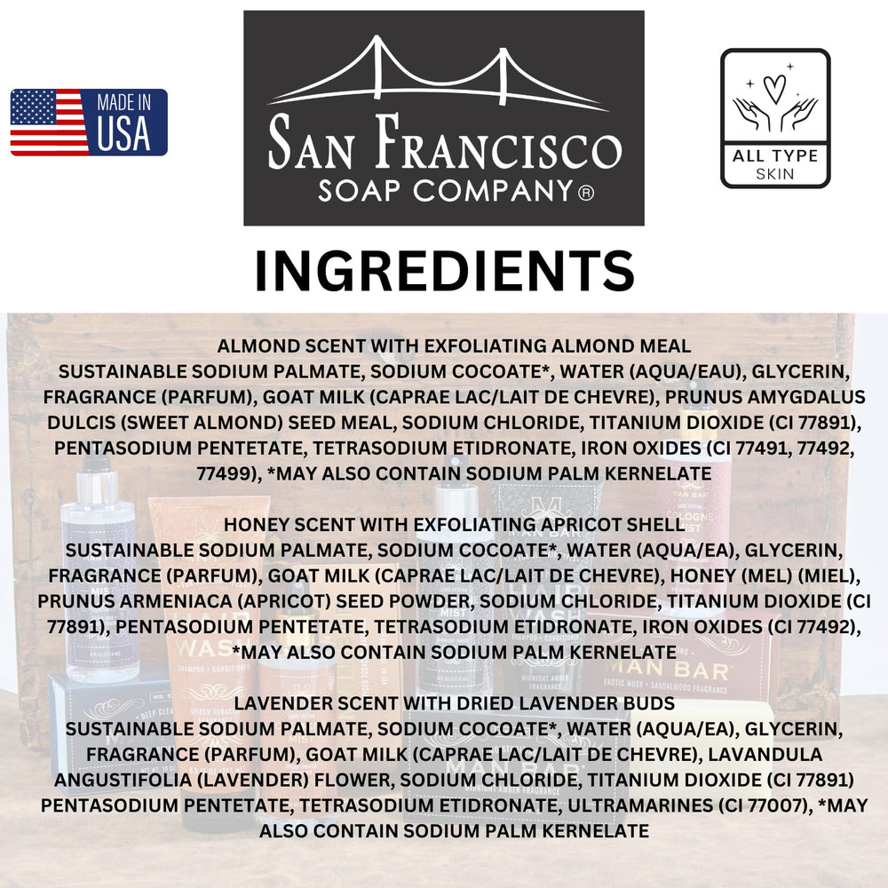 San Francisco Soap Company, empaque regalo de jabones leche de cabra, ideal regalo para cuidar la piel.