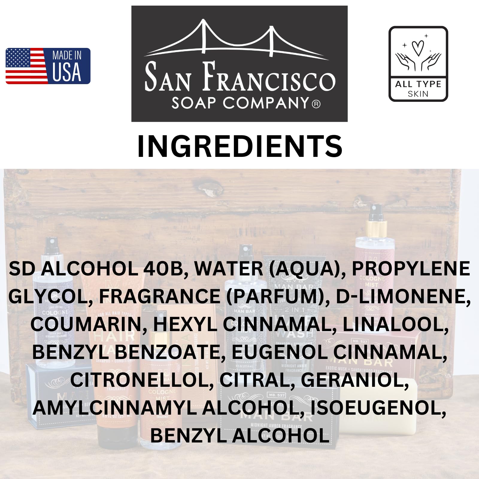 San Francisco Soap Company Man Bar grooming ritual depiction for confident presence