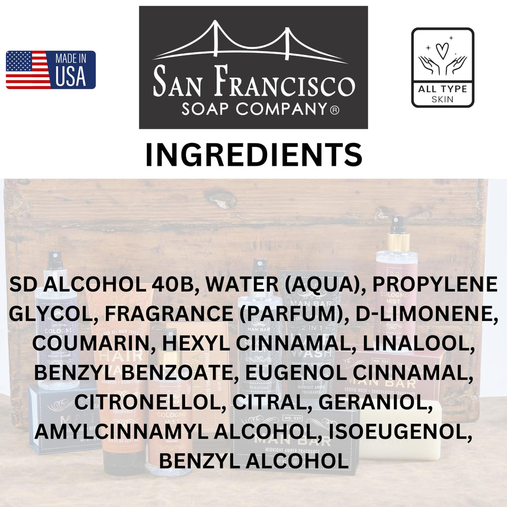 San Francisco Soap Company Man Bar grooming ritual depiction for confident presence