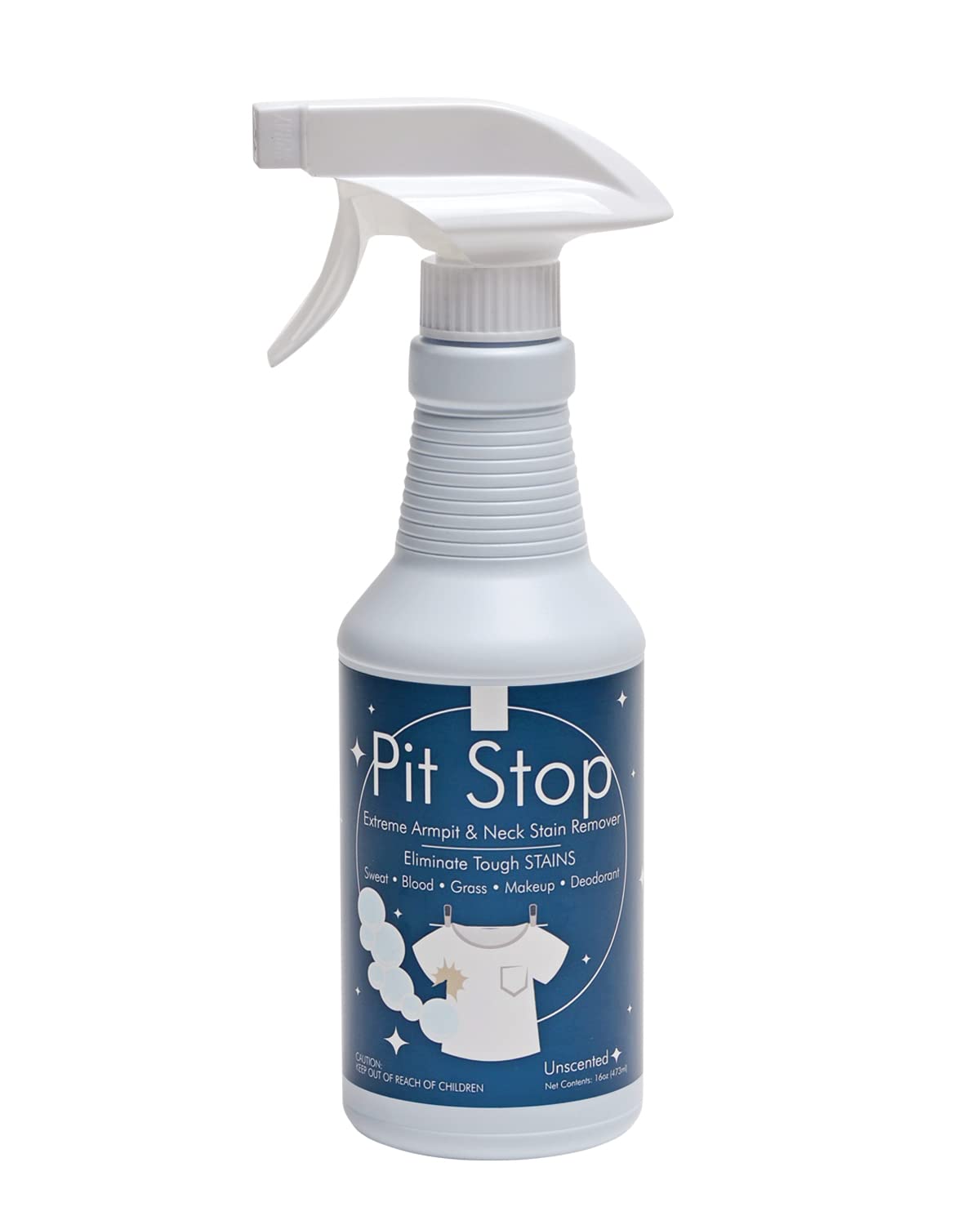 Sanco Pit Stop bottle front, multi-stain remover for sweat and makeup stains.