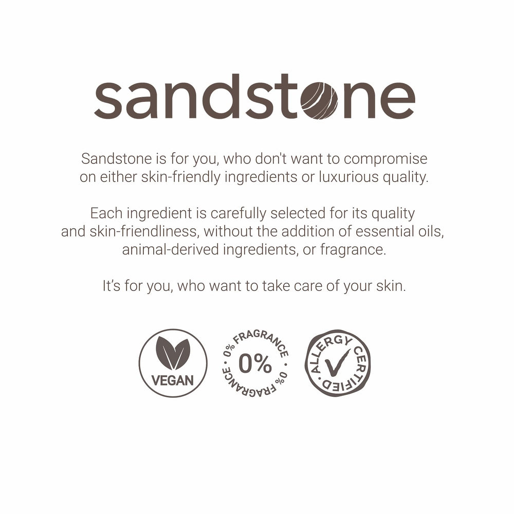 Sandstone Scandinavia vegan formula supports allergy-friendly daily wear.