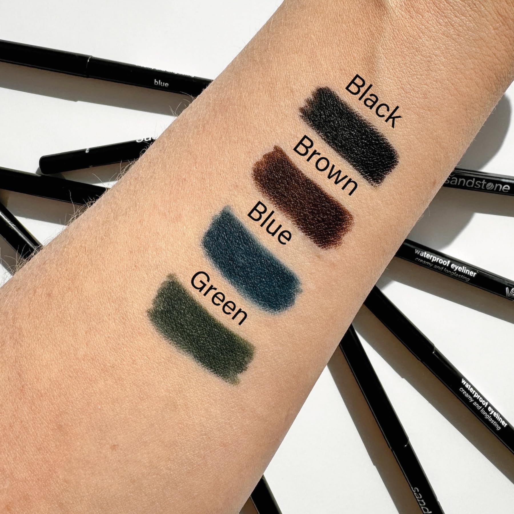 Sandstone Scandinavia precision eyeliner green tip enables thin lines or wings