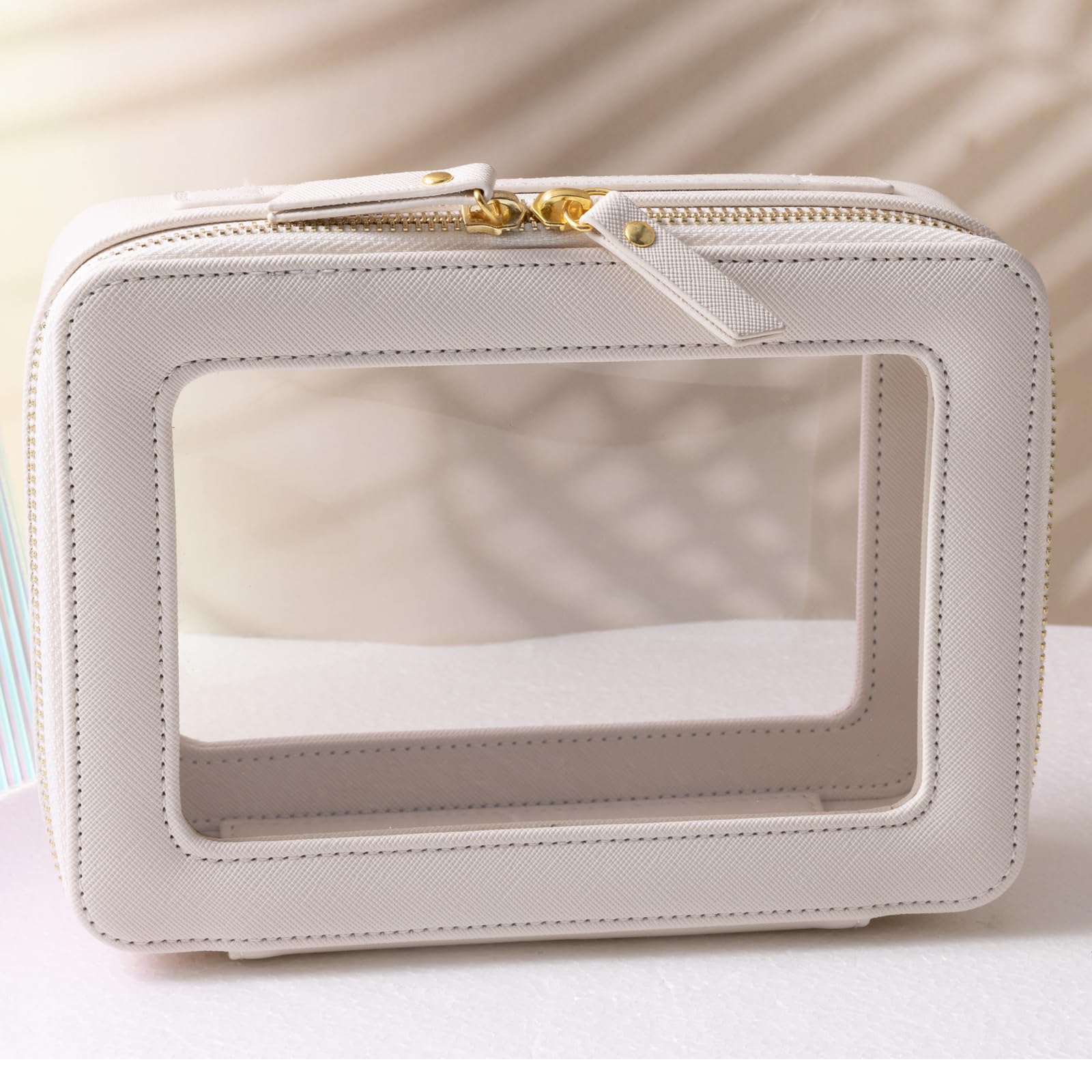 SANHECUN cosmetic bag with large opening for quick packing and visibility.