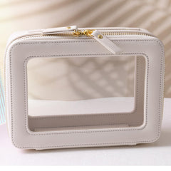 SANHECUN cosmetic bag with large opening for quick packing and visibility.