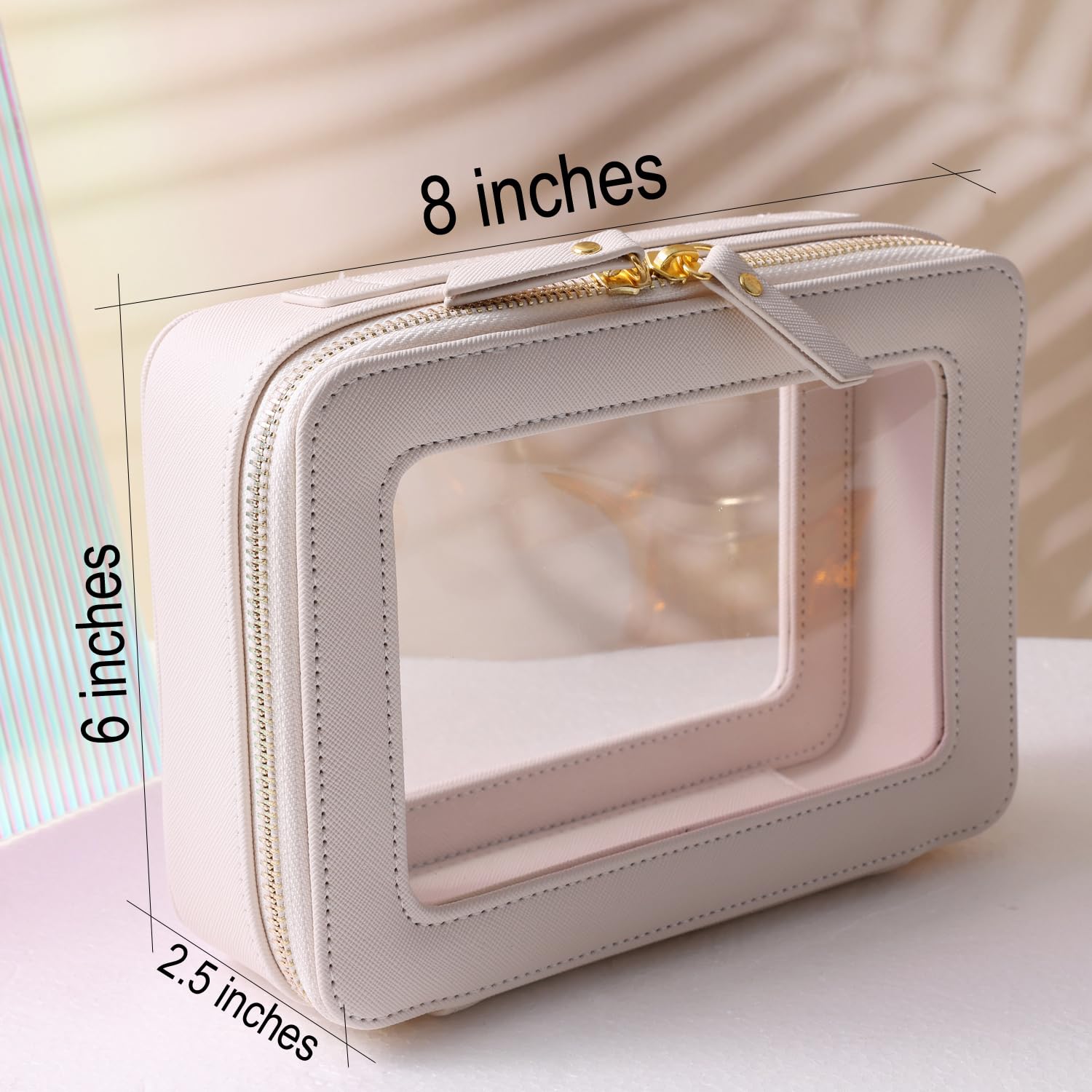 SANHECUN makeup bag white version, portable and easy to wipe clean.
