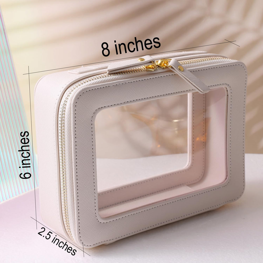SANHECUN makeup bag white version, portable and easy to wipe clean.