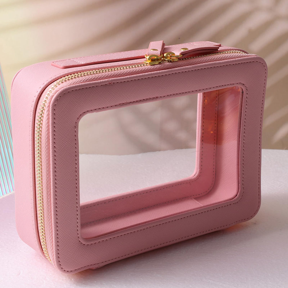 SANHECUN toiletry bag pink open zipper facilitates easy packing