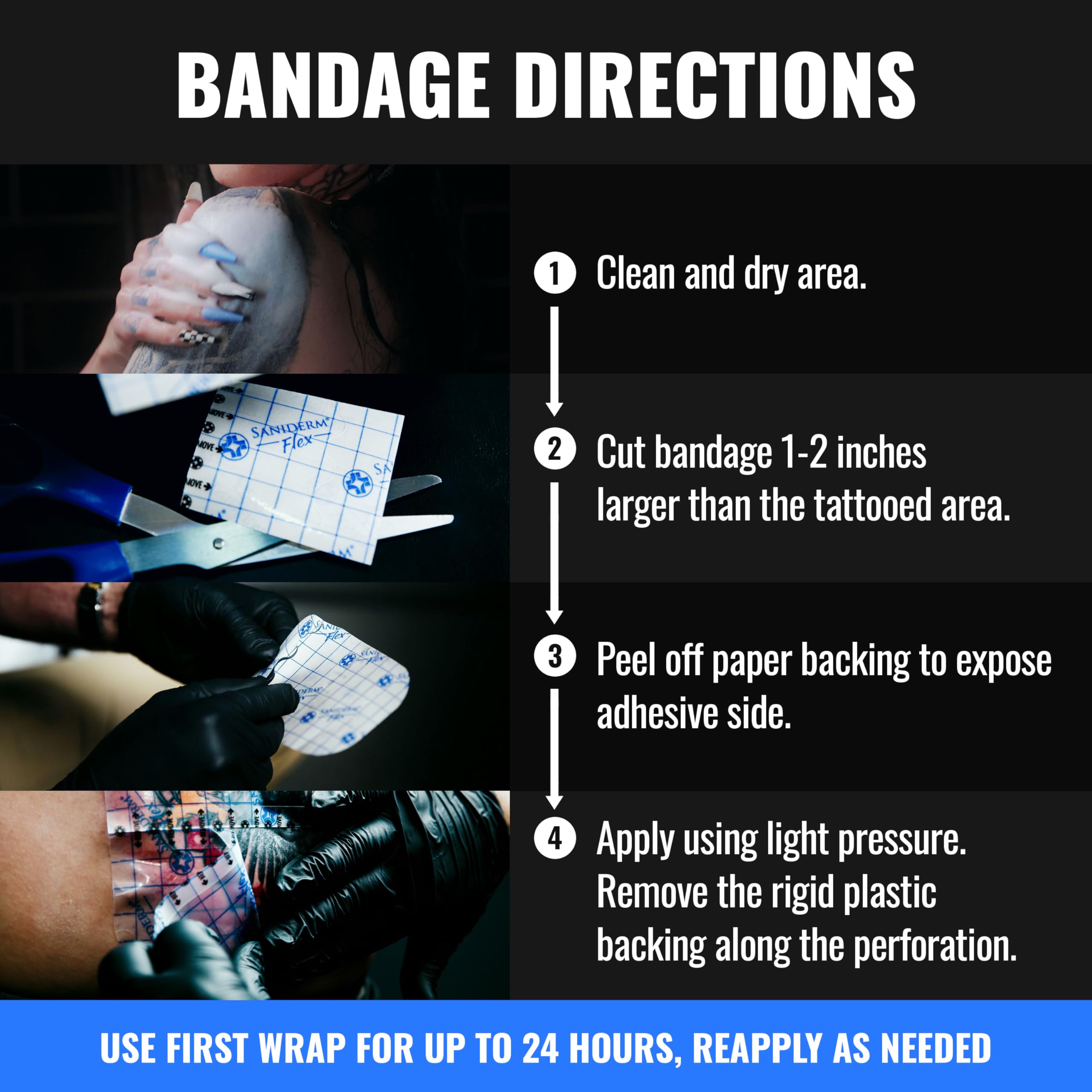 Saniderm Flex easy-apply bandage supports smooth application.