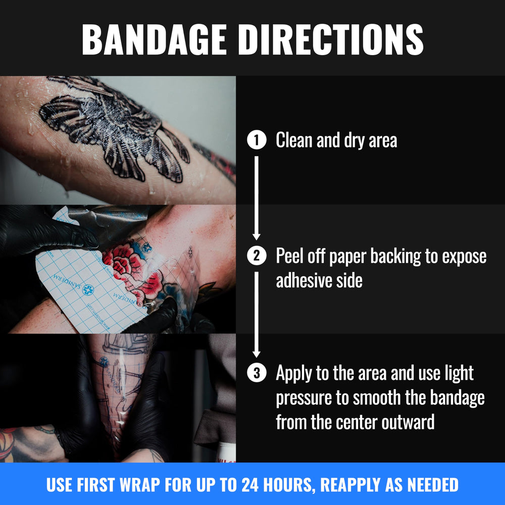 Saniderm easy-removal tattoo bandage reduces hassle after healing.