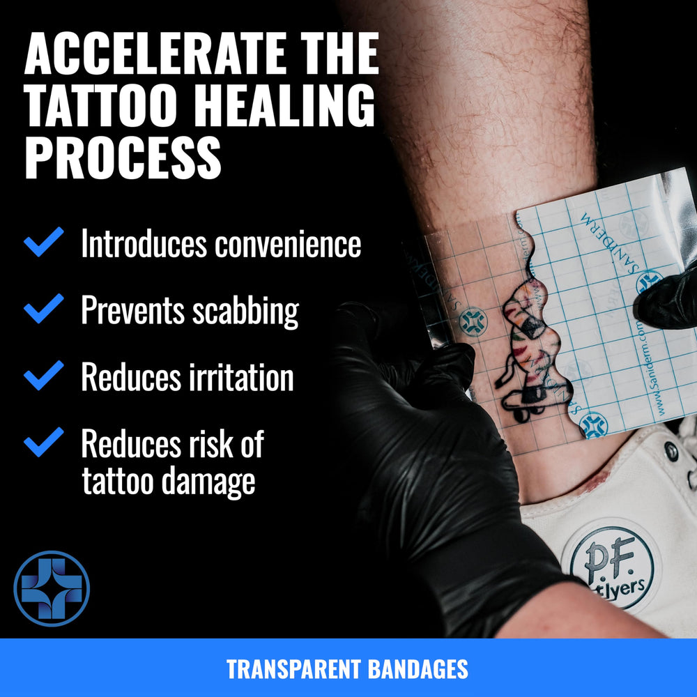 Saniderm latex-free bandage prevents irritation while protecting fresh ink