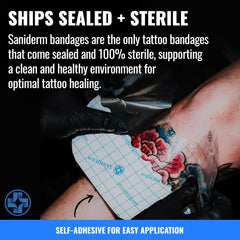 Saniderm waterproof bandage supports showering without removal during healing