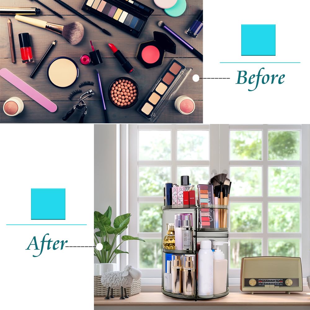 sanipoe 360° rotating makeup organizer brush-holder view keeps tools organized