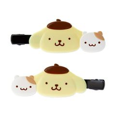 Sanrio Pom Pom Pudding long bangs clip side view offers secure, comfortable wear all day