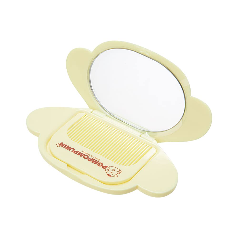 Sanrio Pompompurin hair comb paired with the mirror for quick styling.