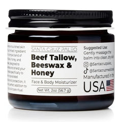 Santa Cruz Paleo beef tallow face moisturizer bottle showing rich hydration for dry skin