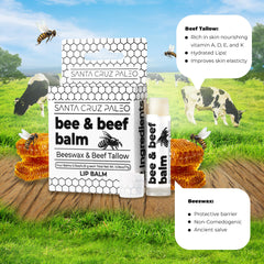 Santa Cruz Paleo beef tallow lip balm pack-inside captures compact travel-friendly design.