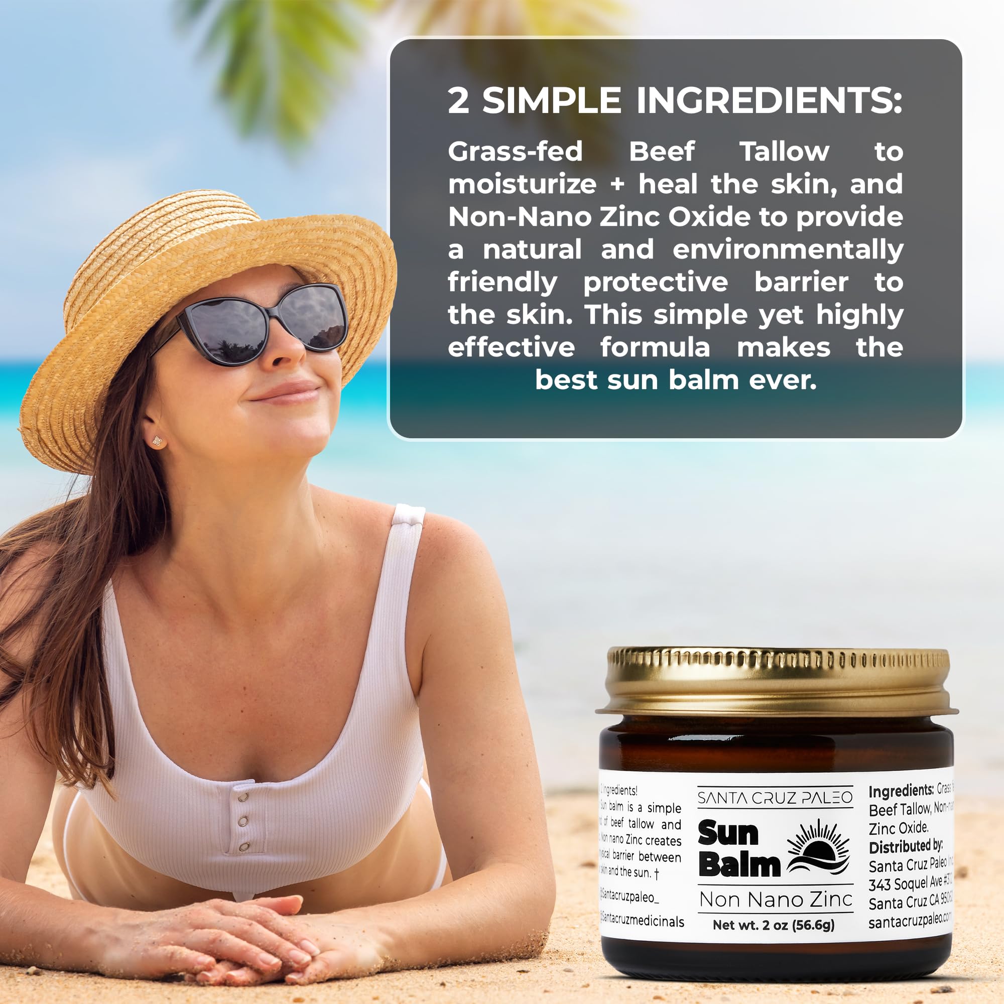 Santa Cruz Paleo outdoor-use barrier balm protects skin during sun exposure.