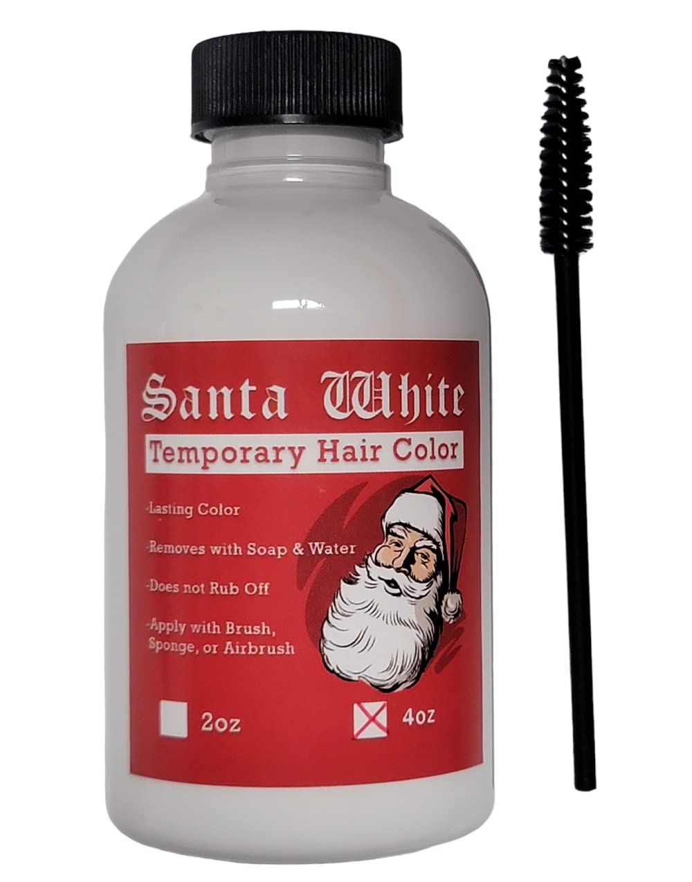 Santa White application on beard demonstrates quick, sweat-resistant festive color