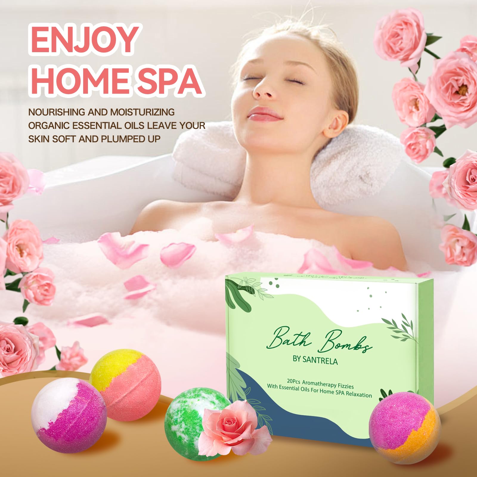 Santrela bath bombs fragrance variety image highlights 10 scents for every mood
