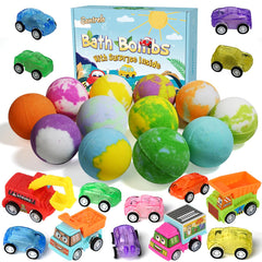 Santrela bath bombs with cars inside promote fun bath time surprises for kids