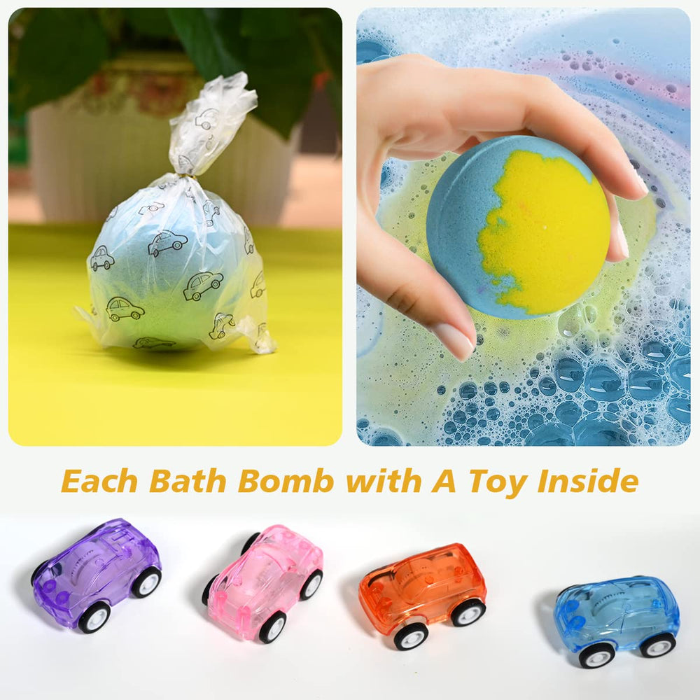 Santrela bath bombs include exterior engineering vehicles for extended play