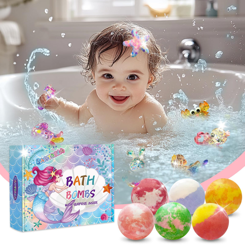 Santrela bath bombs fizz and color the water for a playful bath experience
