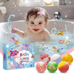Santrela bath bombs fizz and color the water for a playful bath experience