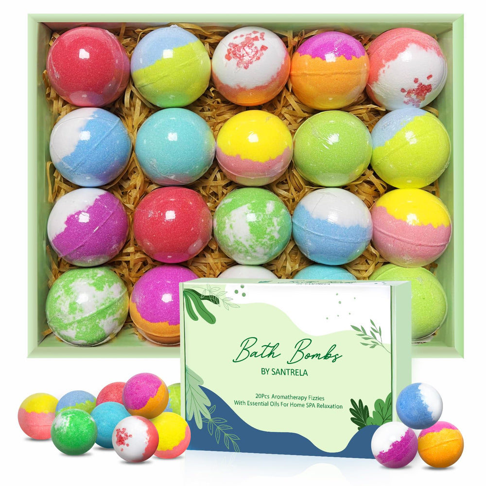 Santrela bath bombs gift set 20 wrapped for travel or home relaxation