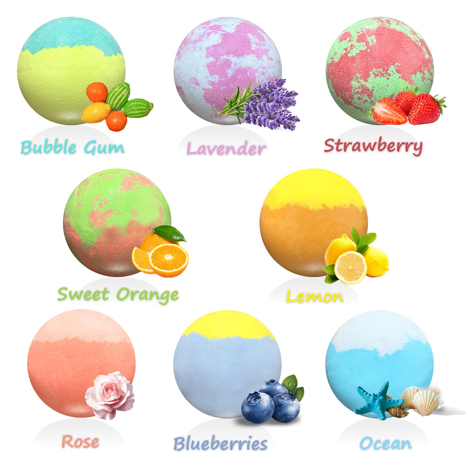 Santrela light-up bath bombs reveal color glow in water.