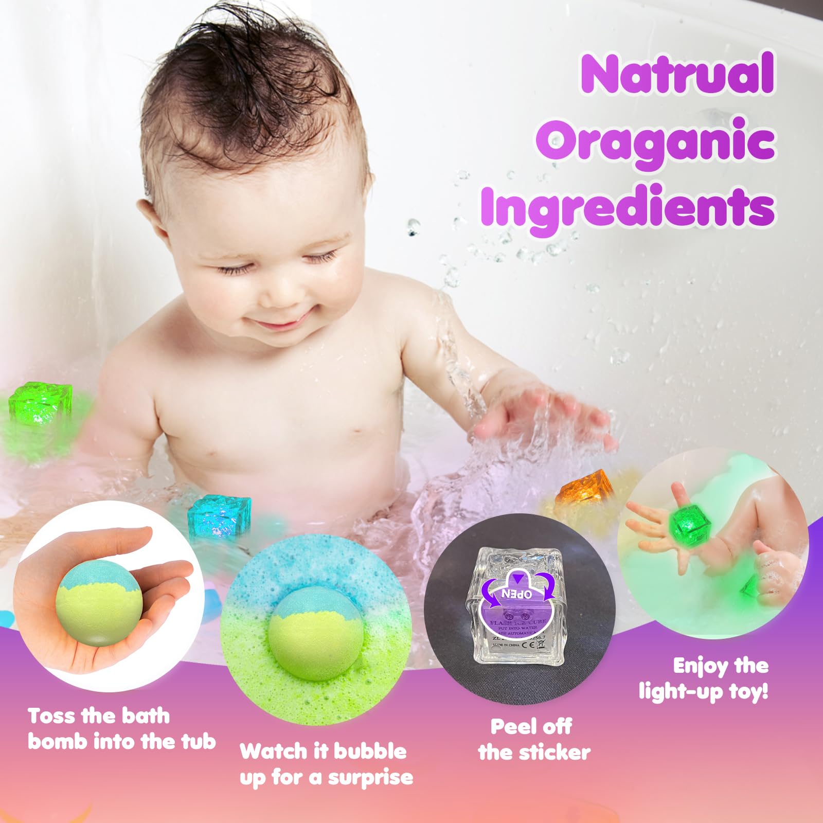 Santrela blueberry-scented bath bomb offers relaxing aroma.