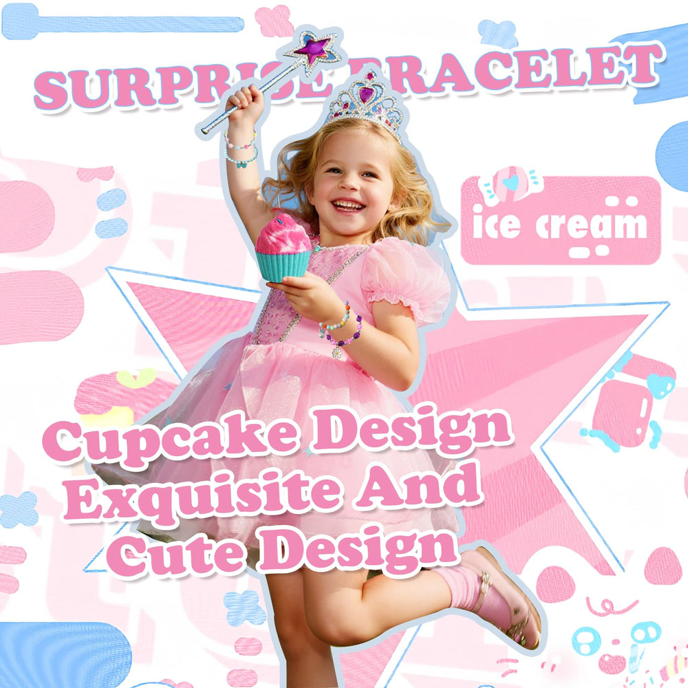 Santrela cupcake design with sprinkles on pink gift box for colorful bath aesthetics.