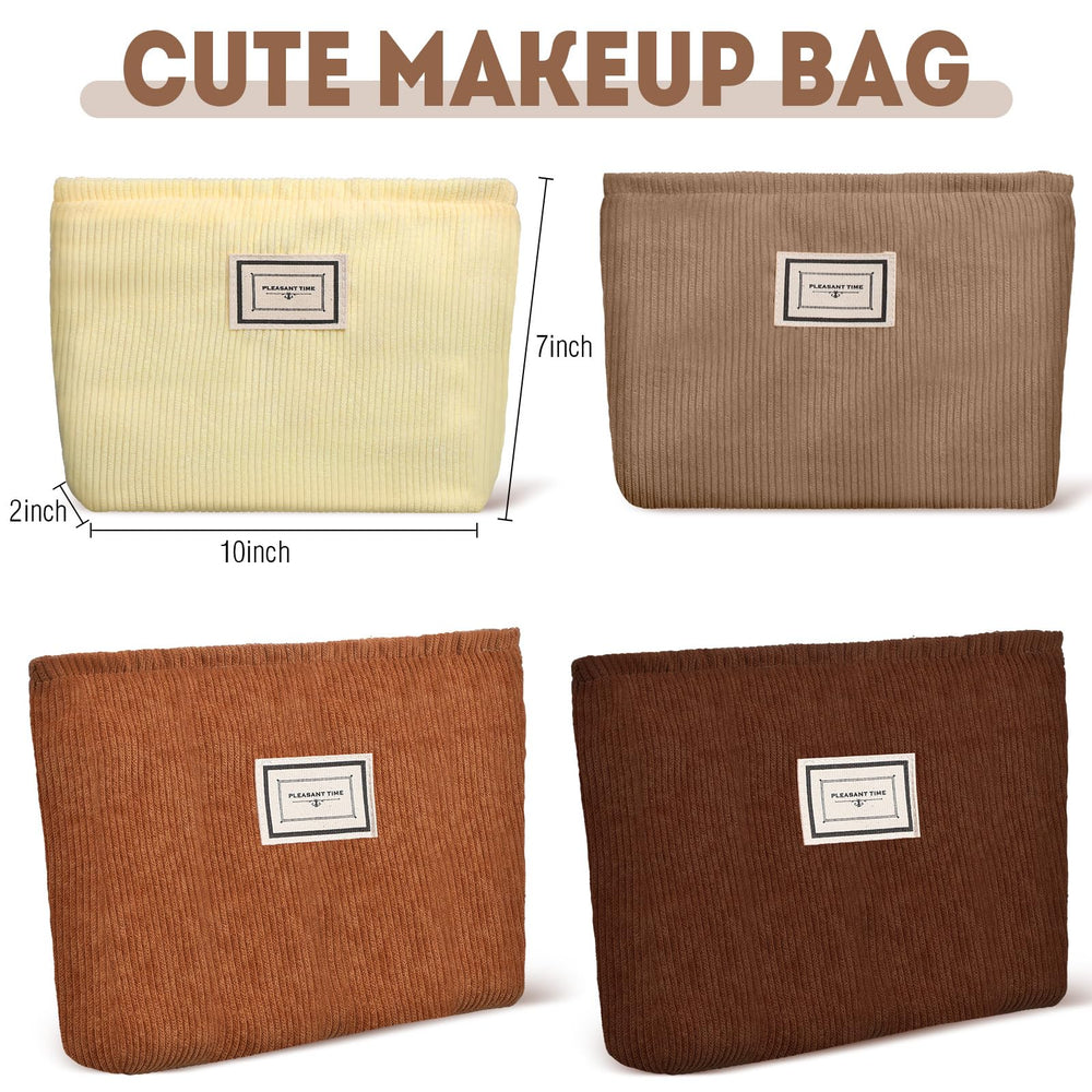 Sanwuta 4-pack makeup bags laid flat for space-saving packing