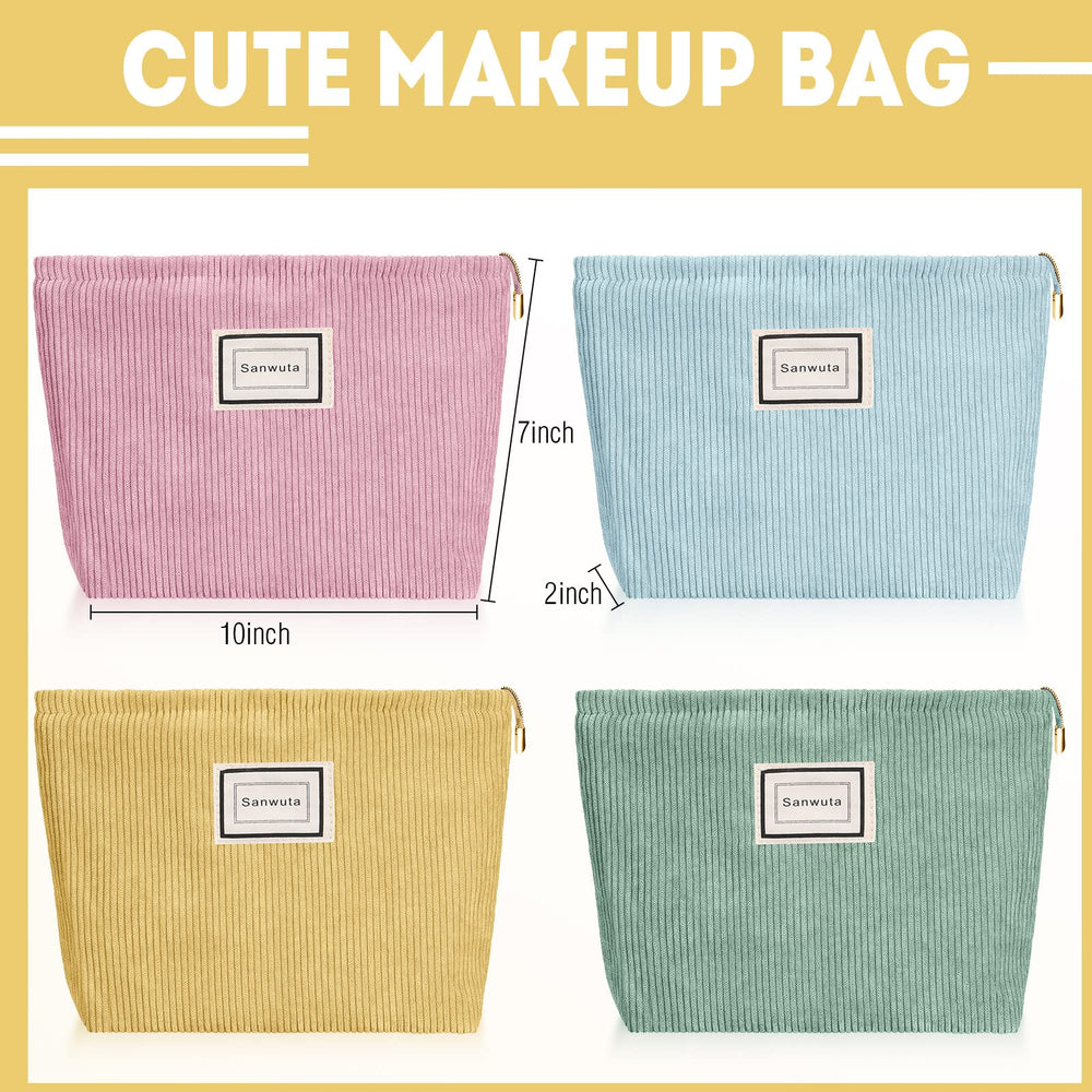 Sanwuta Corduroy makeup bag zipper detail shows durable, secure closure for cosmetics