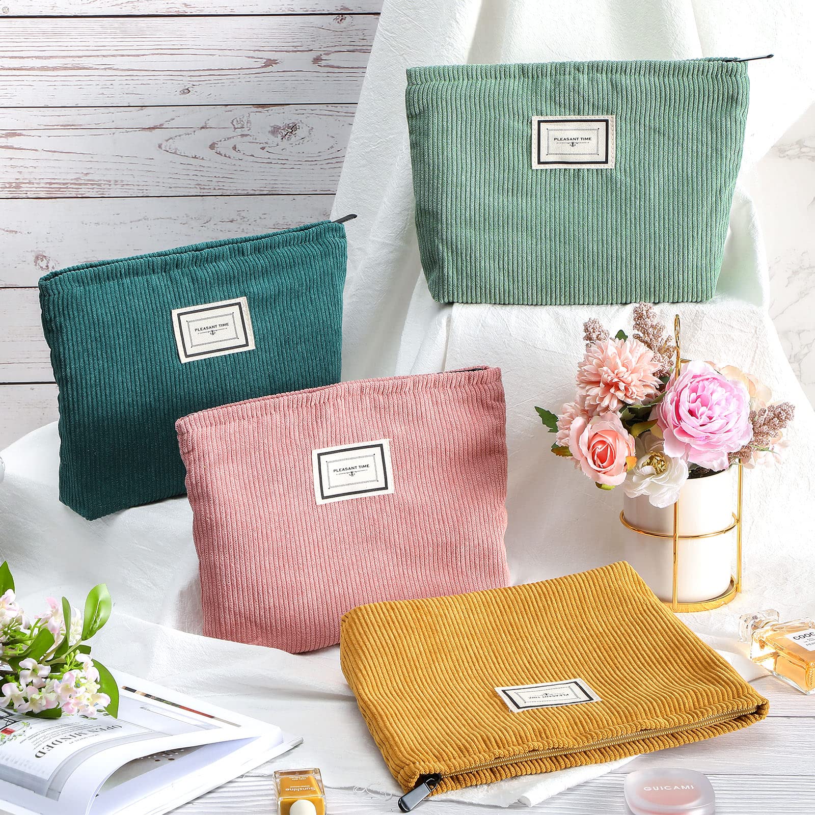 Sanwuta velvet makeup bags close-up showing color options and retro plaid style for chic daily use