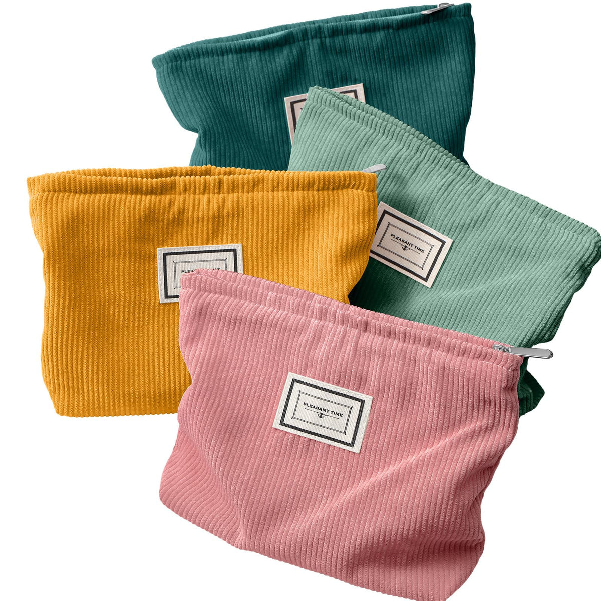 Sanwuta four-pack velvet makeup bags front view for organized travel