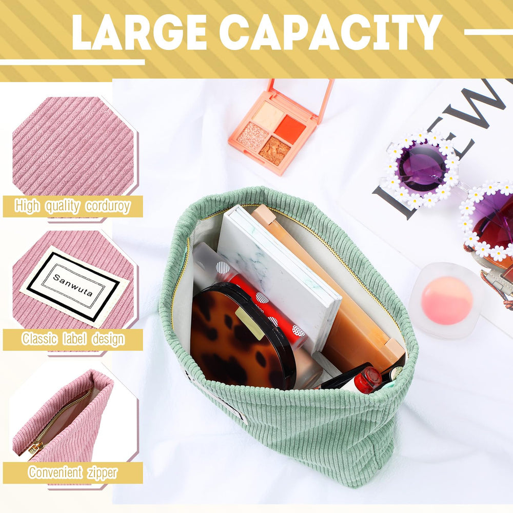 Sanwuta Macaron-Series bag open with brushes and lipsticks demonstrating spacious interior