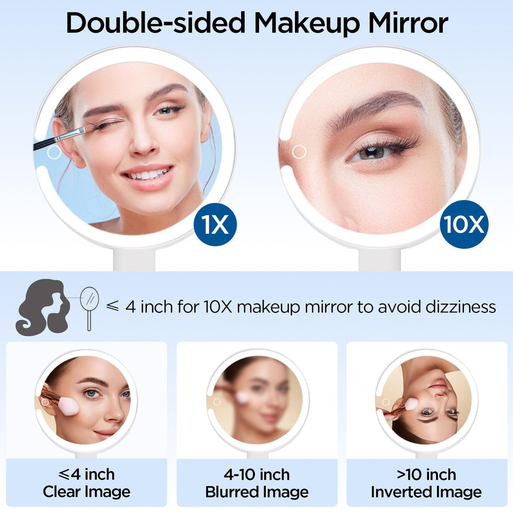 SANYCASA 10X magnifying mirror highlights fine details for precise brow and eyeliner work.